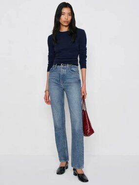 Reformation Jeans Cynthia High Rise Straight in Colorado Wash Blue Womens 28